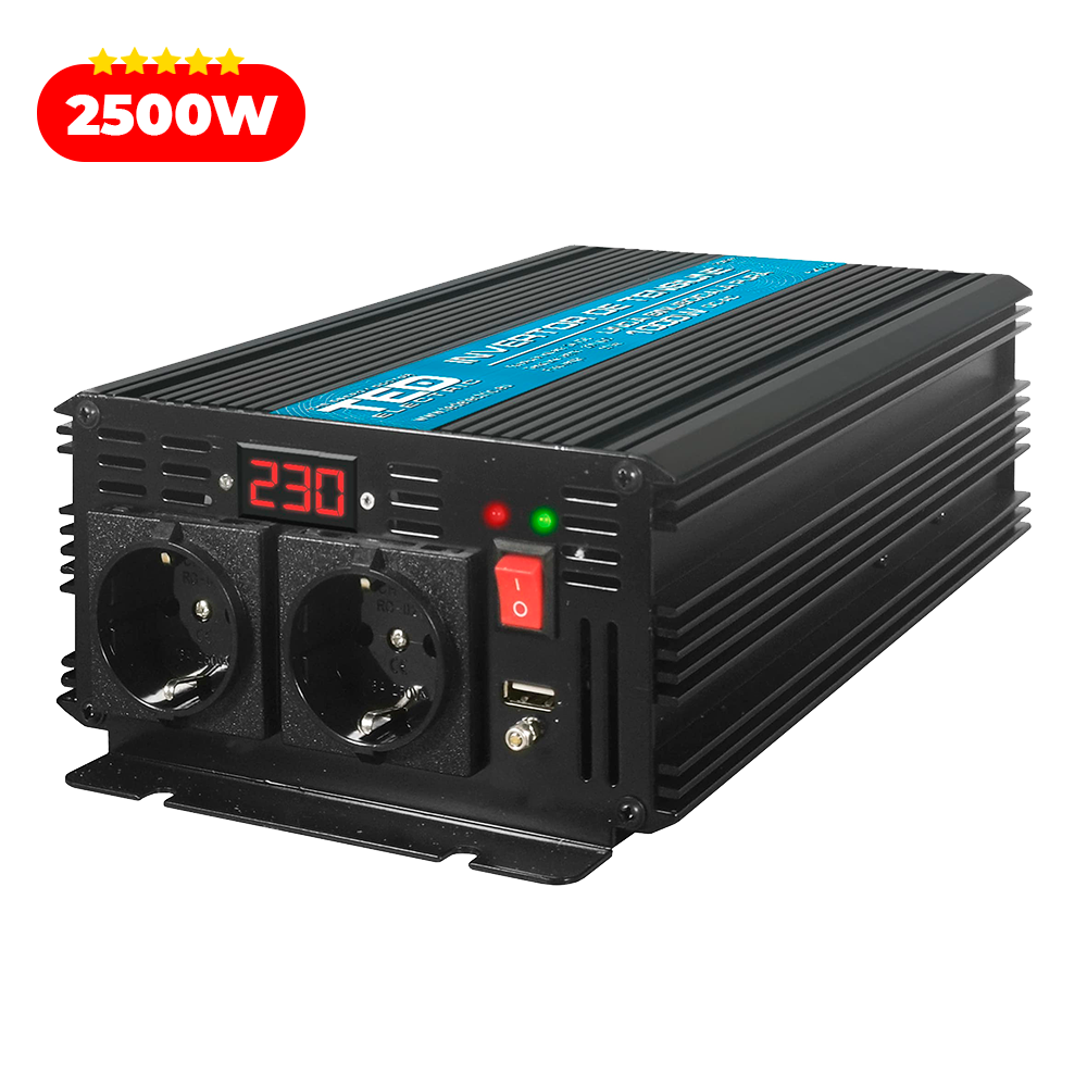 Invertor auto 12V 220V 2500W 5000W camion TED Electric cu sinusoida pura